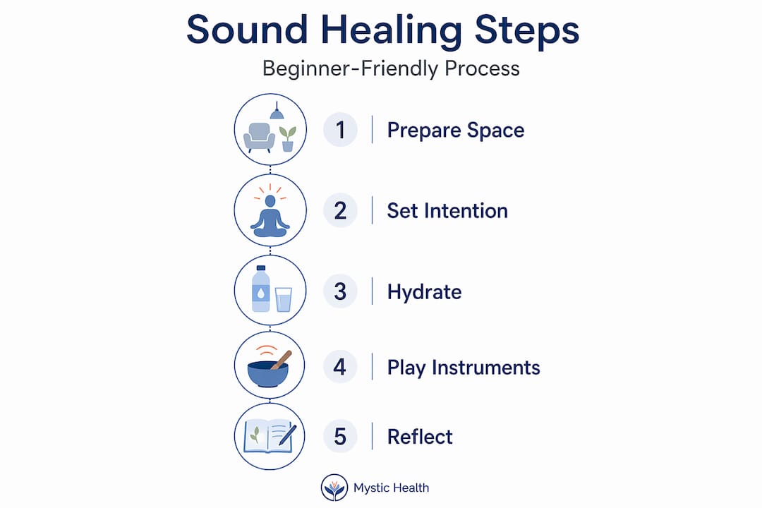 Infographic showing sound healing steps