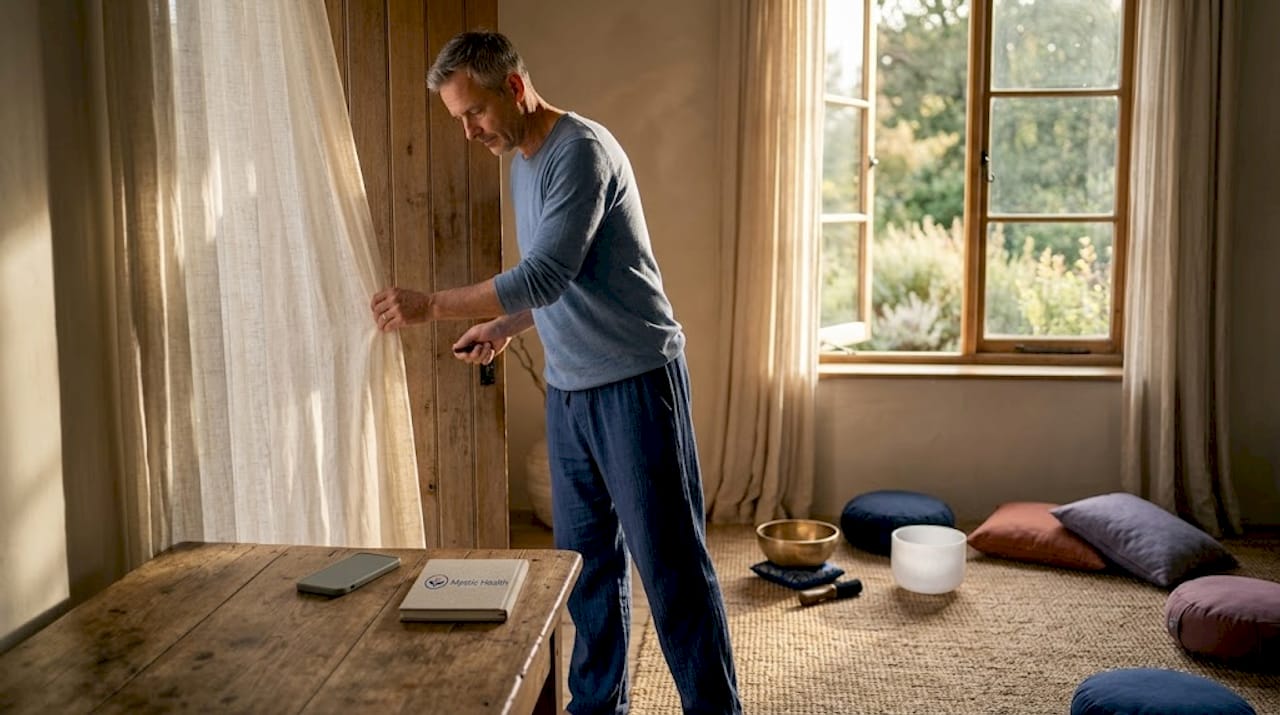 Man setting up quiet room for healing