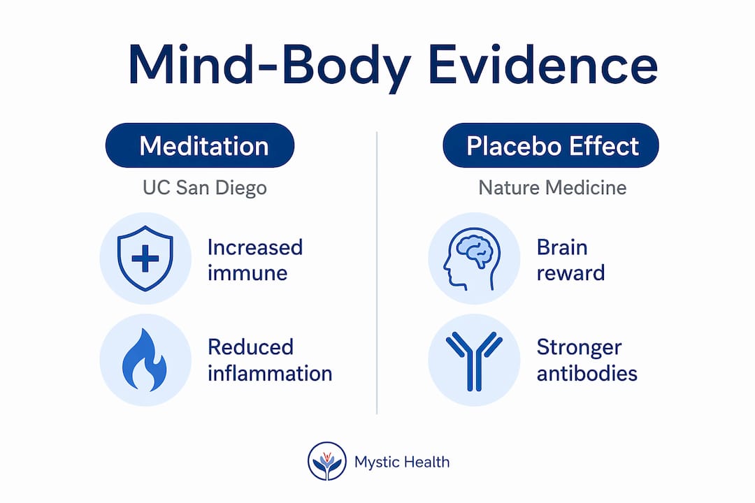 Infographic comparing mind-body scientific studies