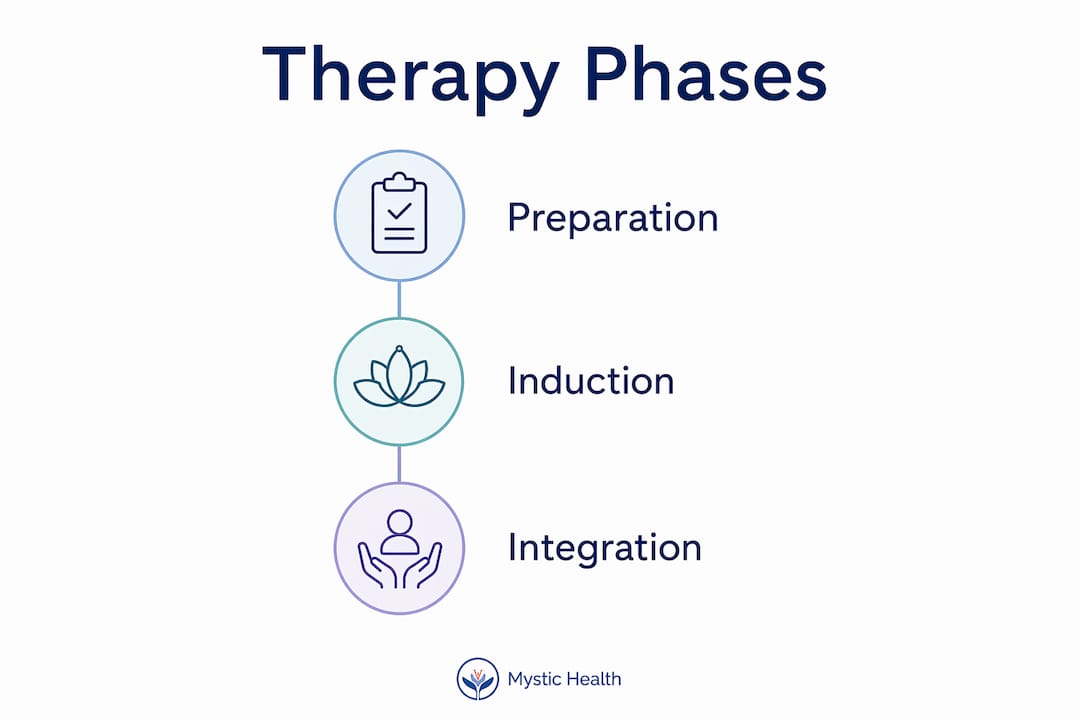 Infographic displaying therapy phases preparation induction integration