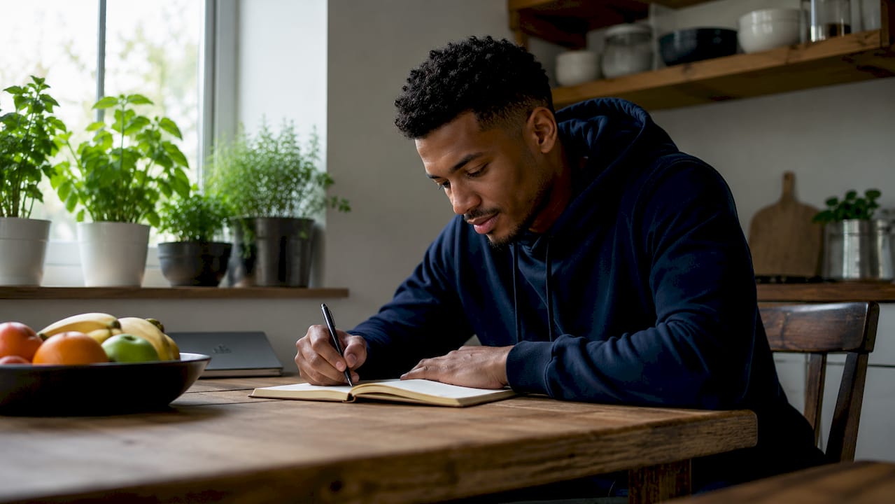 Man journaling during personal transformation