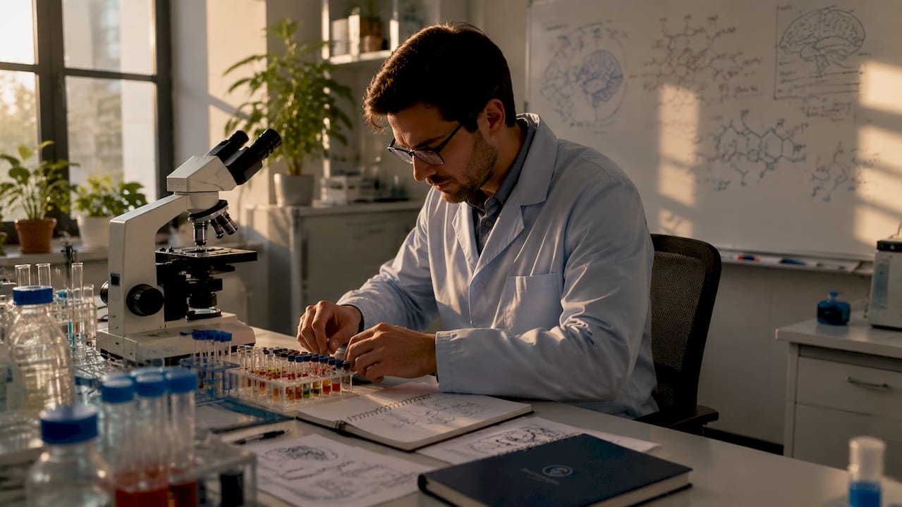 Researcher preparing depression biology samples