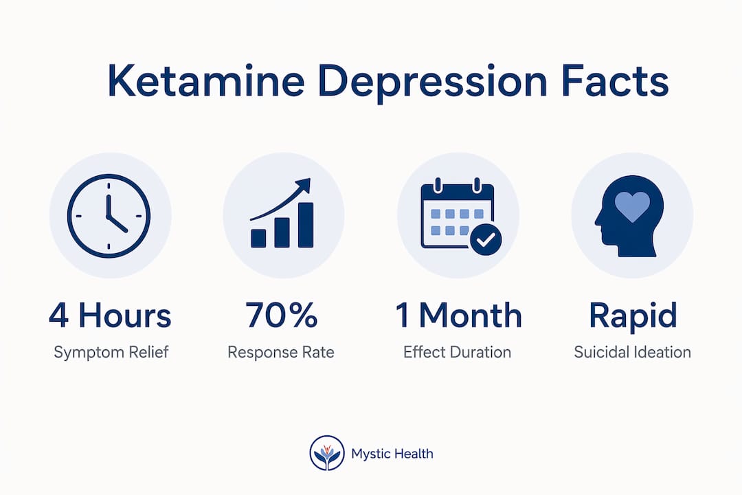 Infographic with ketamine depression treatment key stats