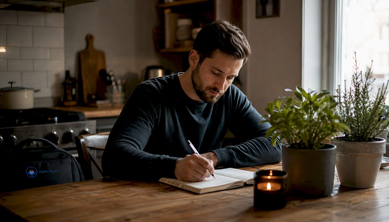 Man journaling in grief emotional processing