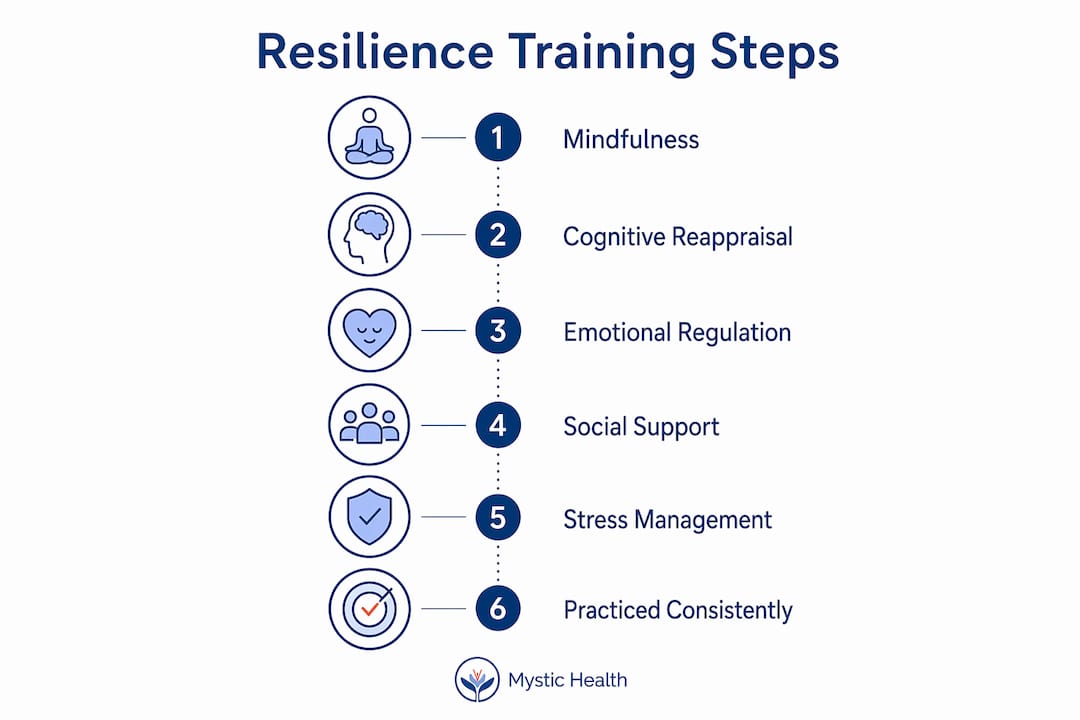 Infographic illustrating key resilience training steps