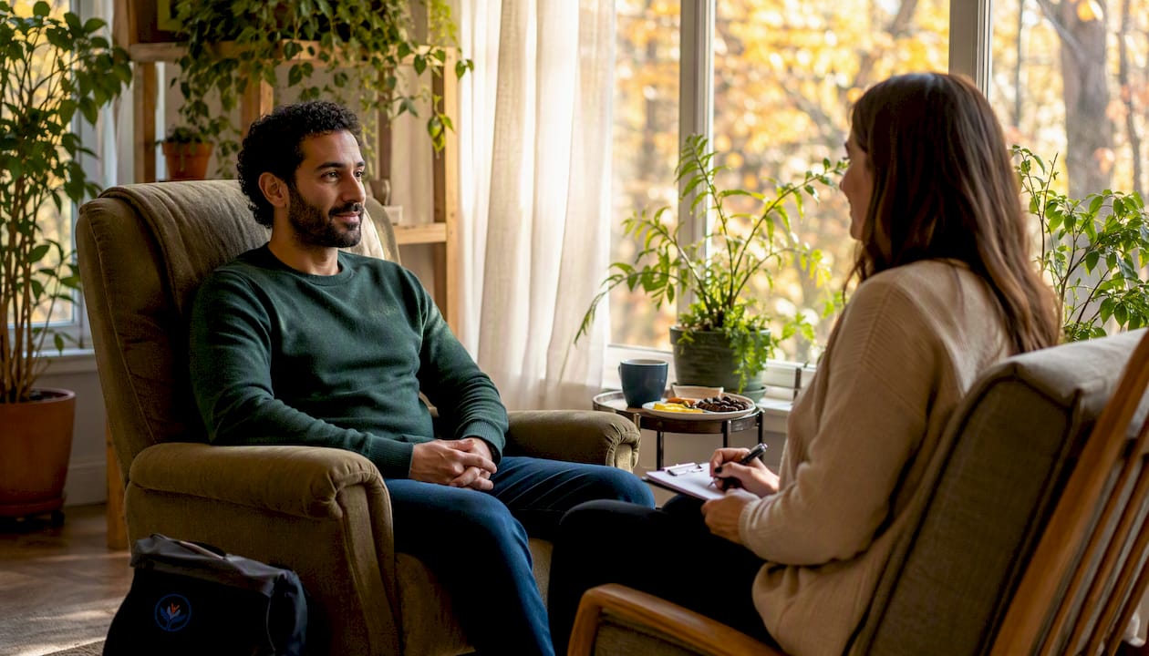 Patient and therapist during integration consultation