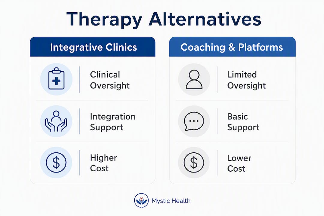 Infographic comparing psychedelic therapy alternatives