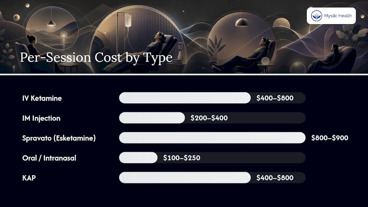 Diagram comparing ketamine treatment types and costs