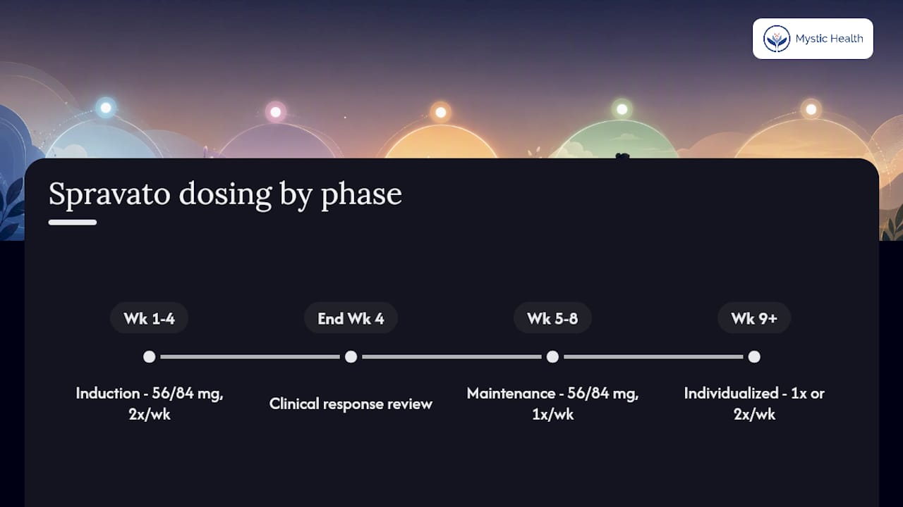 Diagram of Spravato dosing schedule phases and frequency
