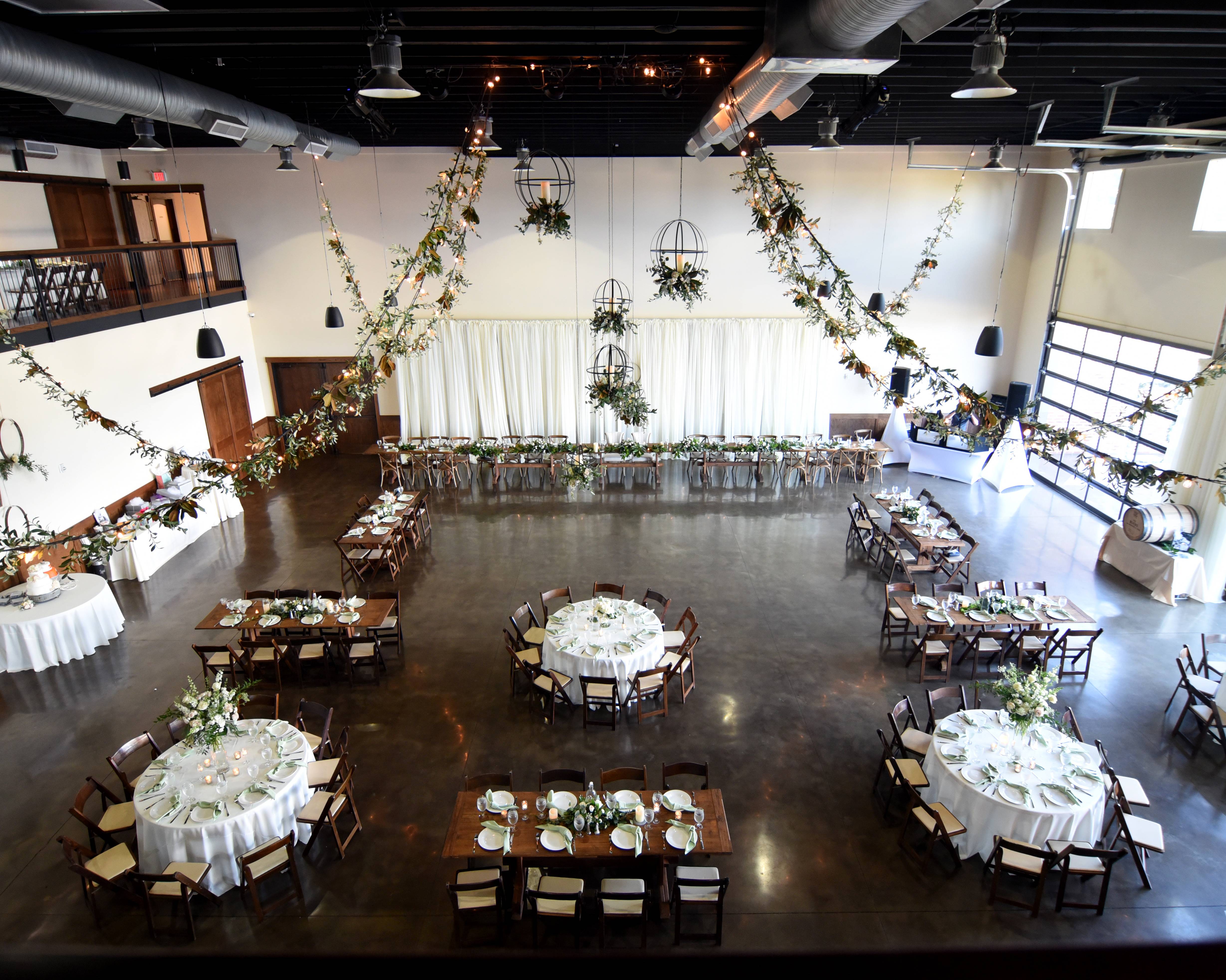 Old Glory Distilling Co. set up for a wedding inside