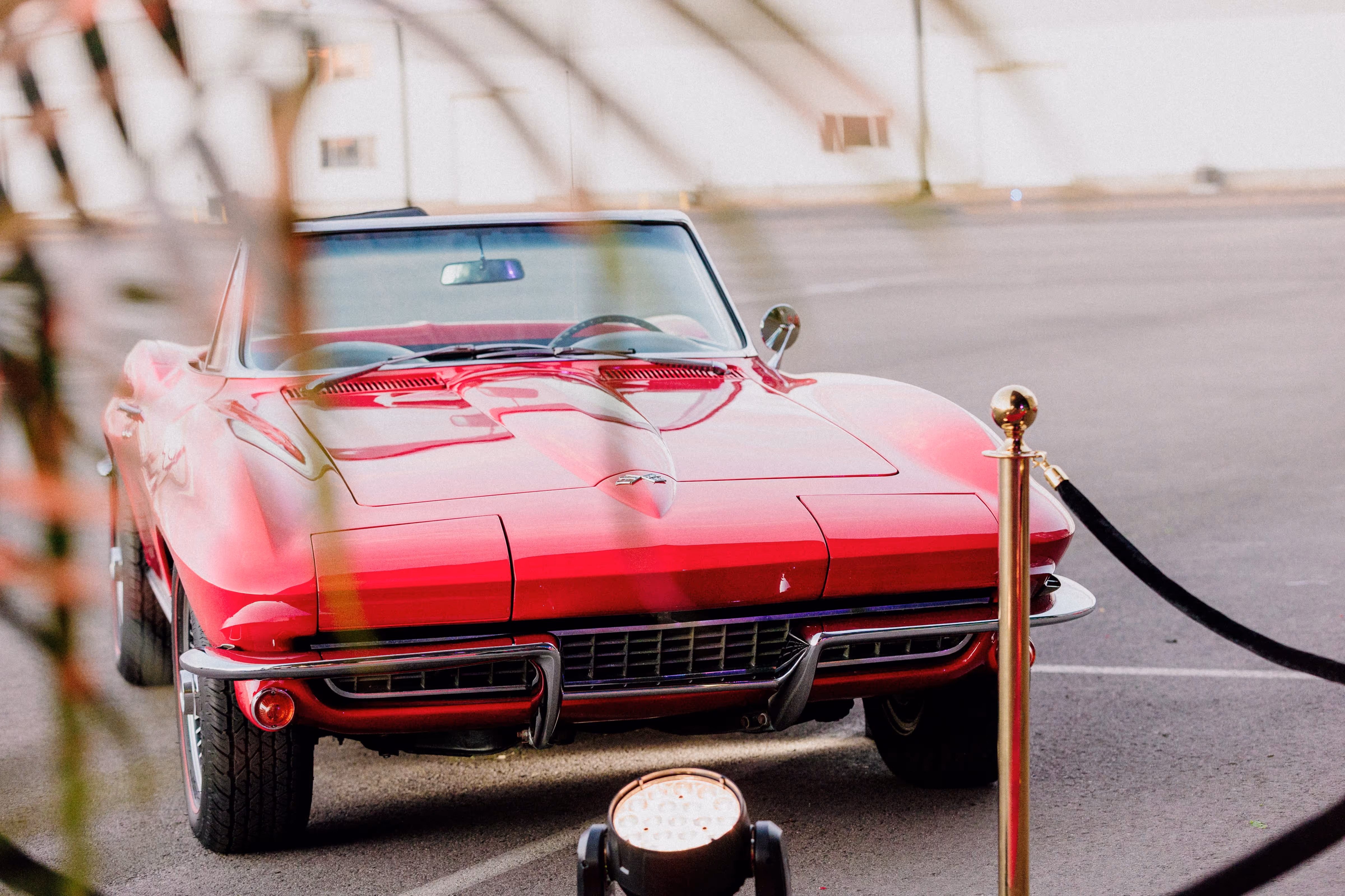 Indoor hangar venue in San Diego set up for a special event.