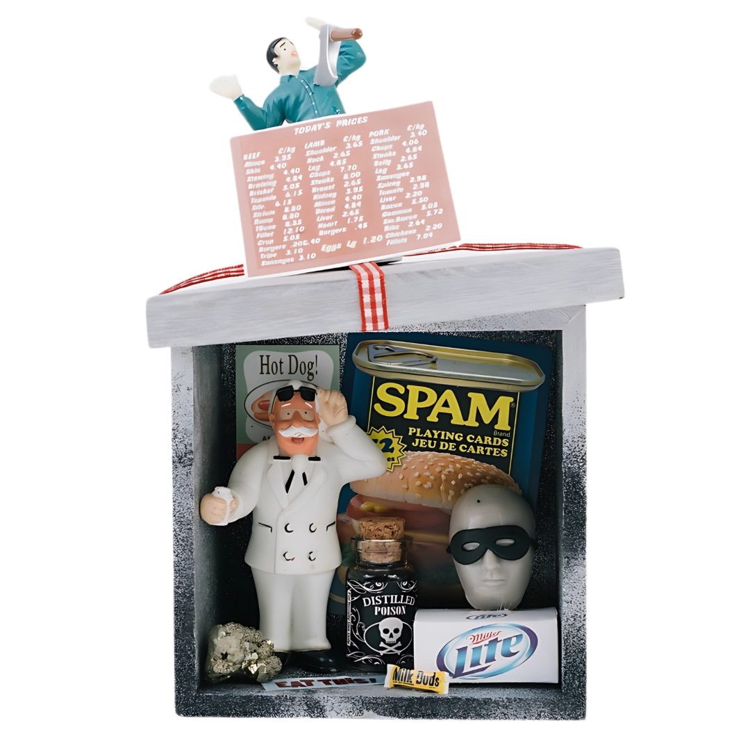 An assemblage art piece about narcissistic relationships