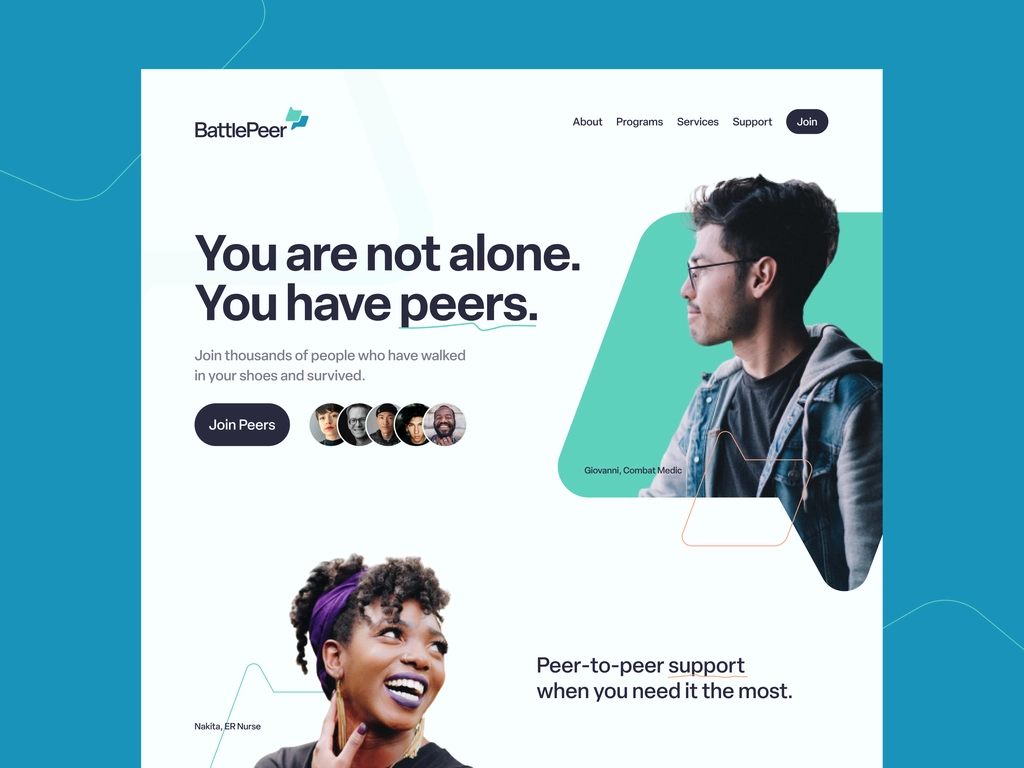 A landing page design for a community platform showing the kind of web design work on-demand services handle quickly with a clear brief