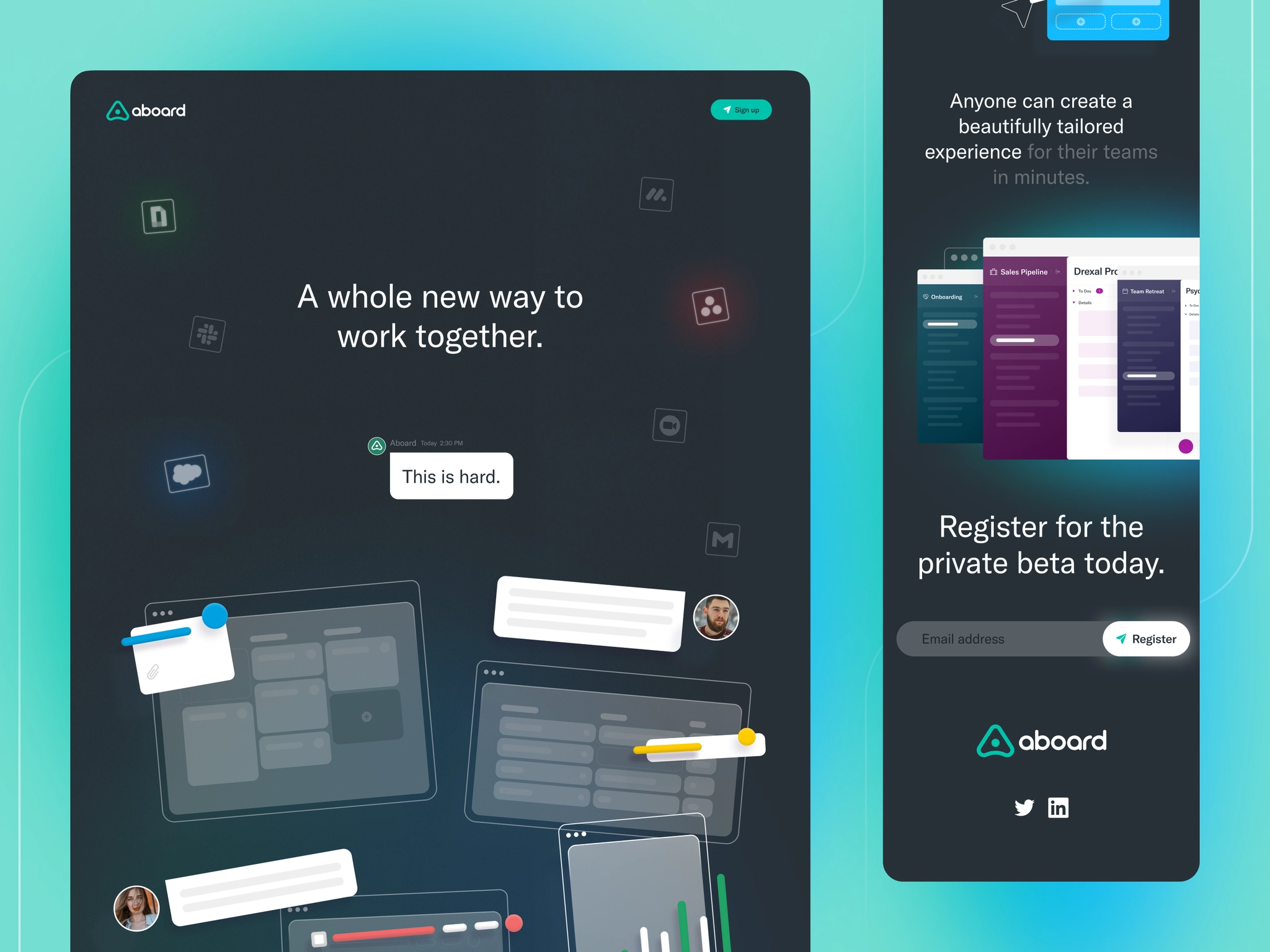 Collaborative web app with a clean, minimal sign-up flow reducing form friction