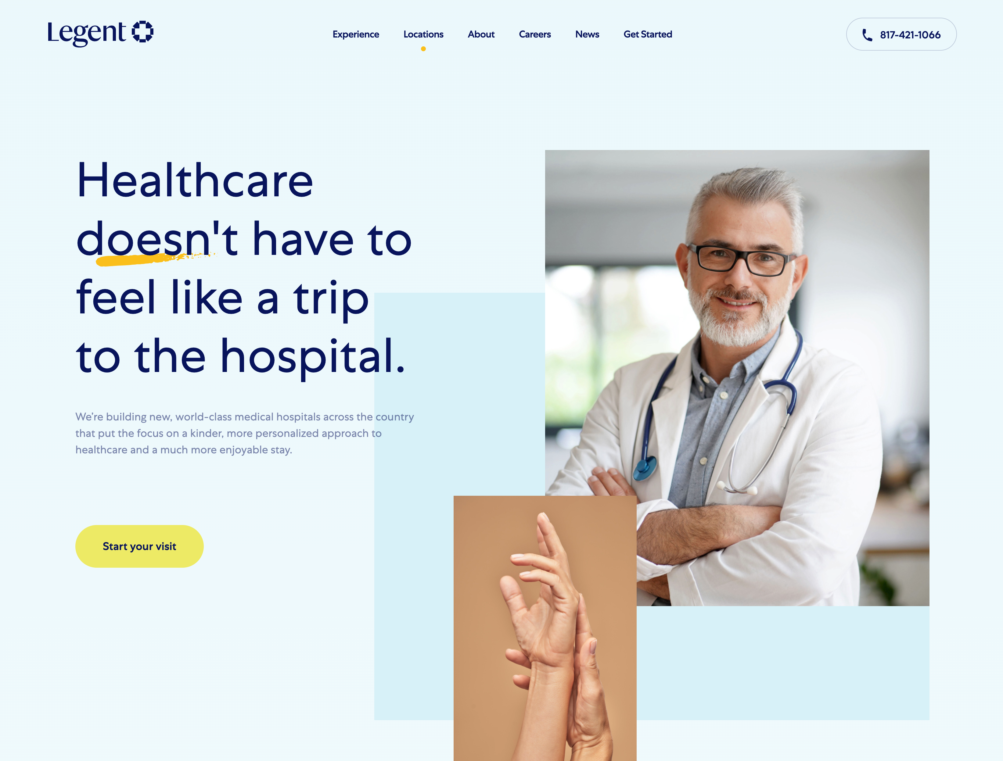 Healthcare-focused landing page with trust signals and social proof integrated near the conversion area