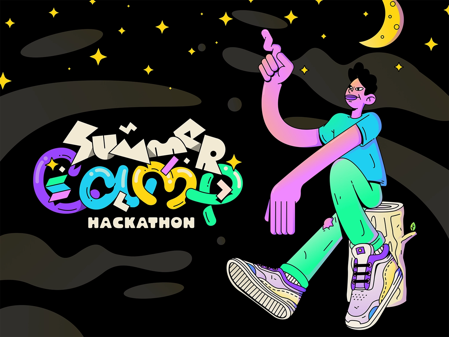 Summer camp character with rich illustration style and personality