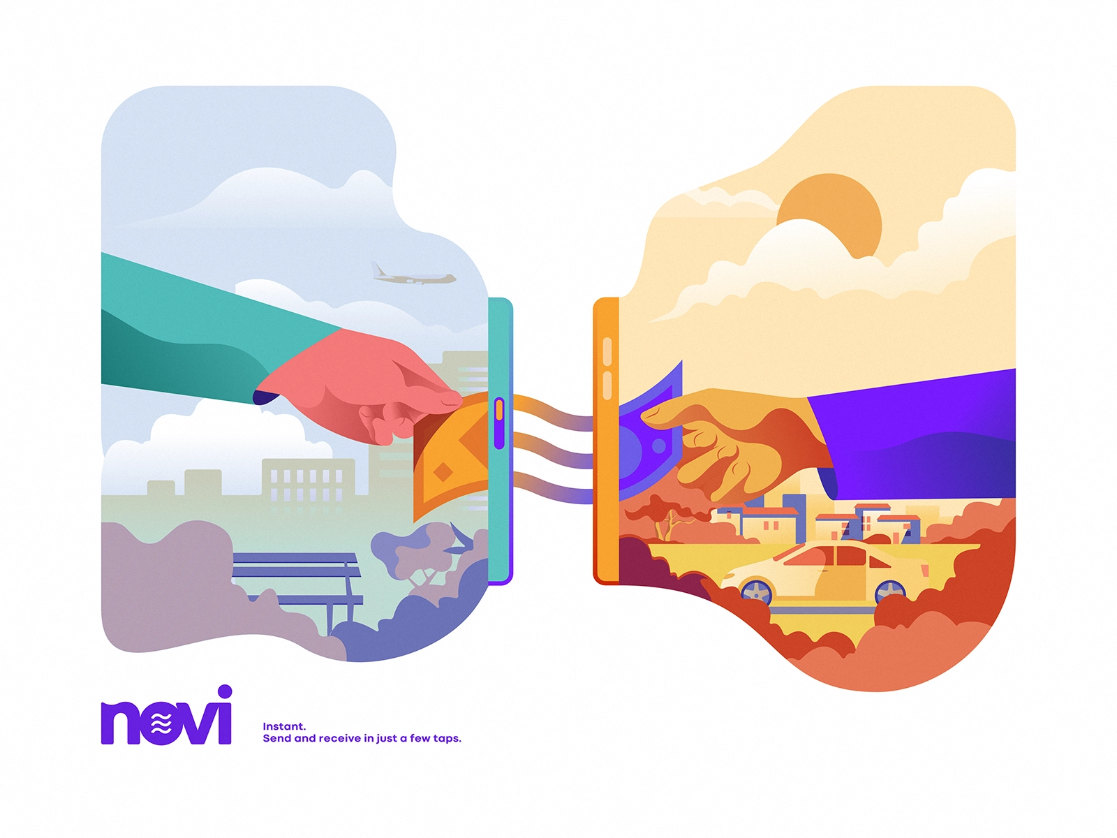 Fintech hands illustration with precise, brand-matched execution