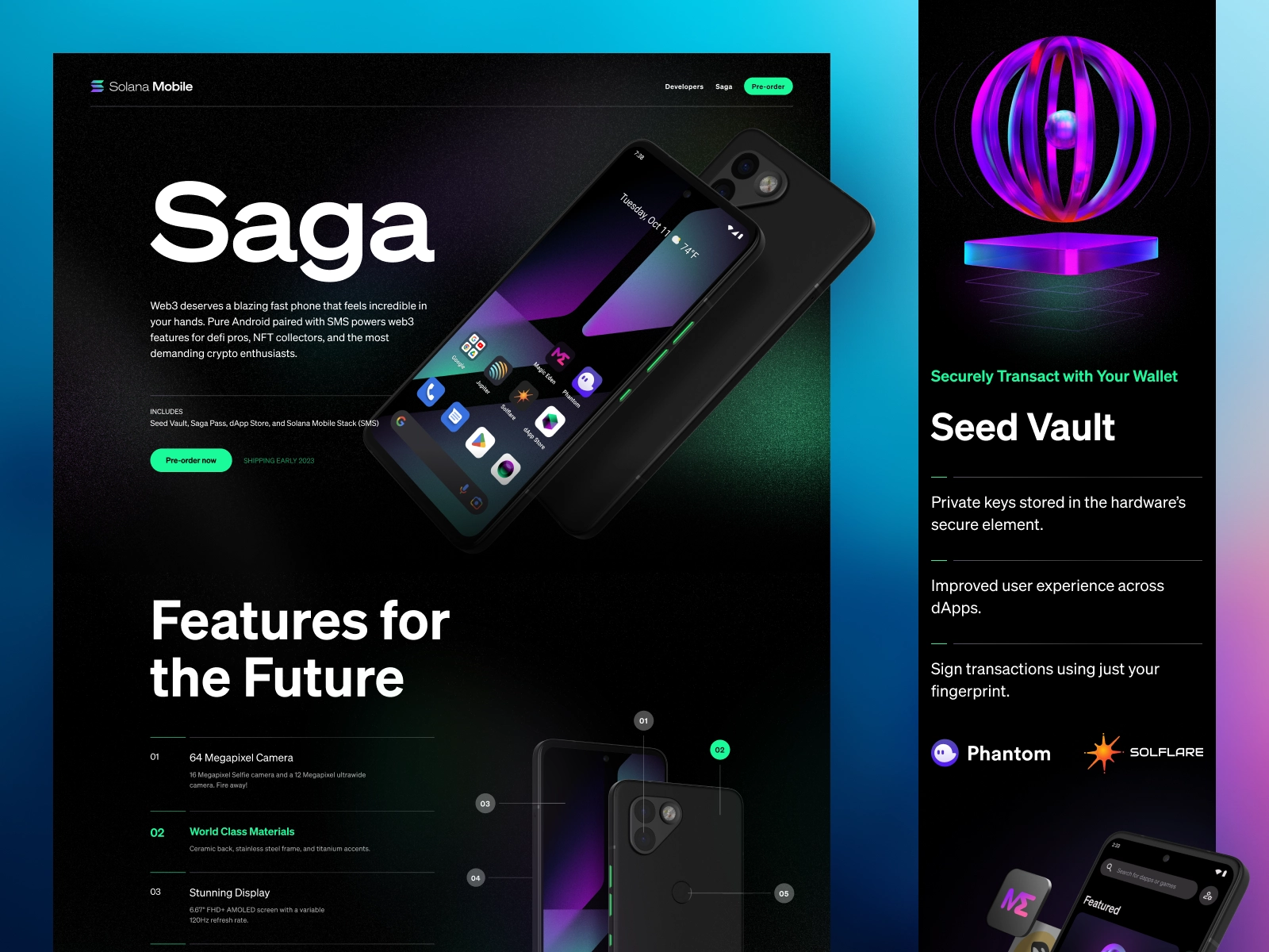 SaaS product page with bento-grid feature layout