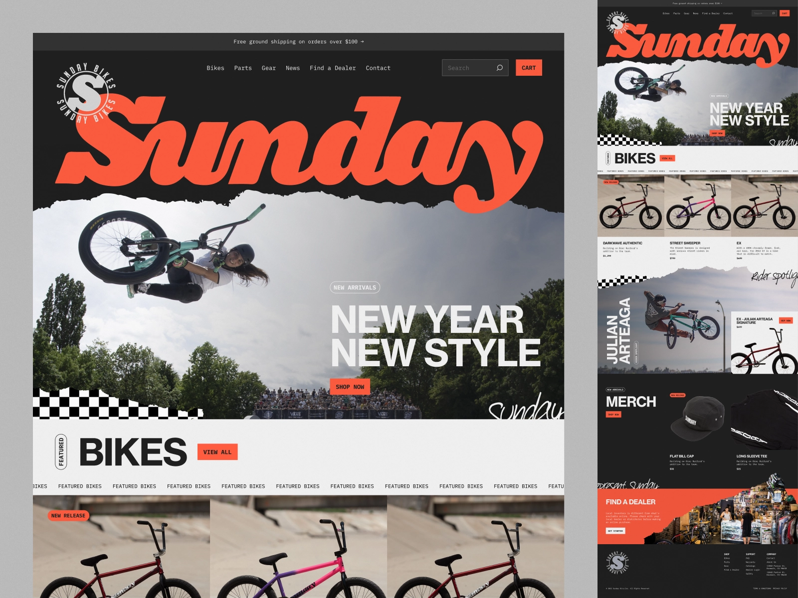 Sunday Bikes ecommerce website design example