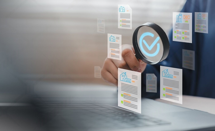 person checking different property management companies and comparing