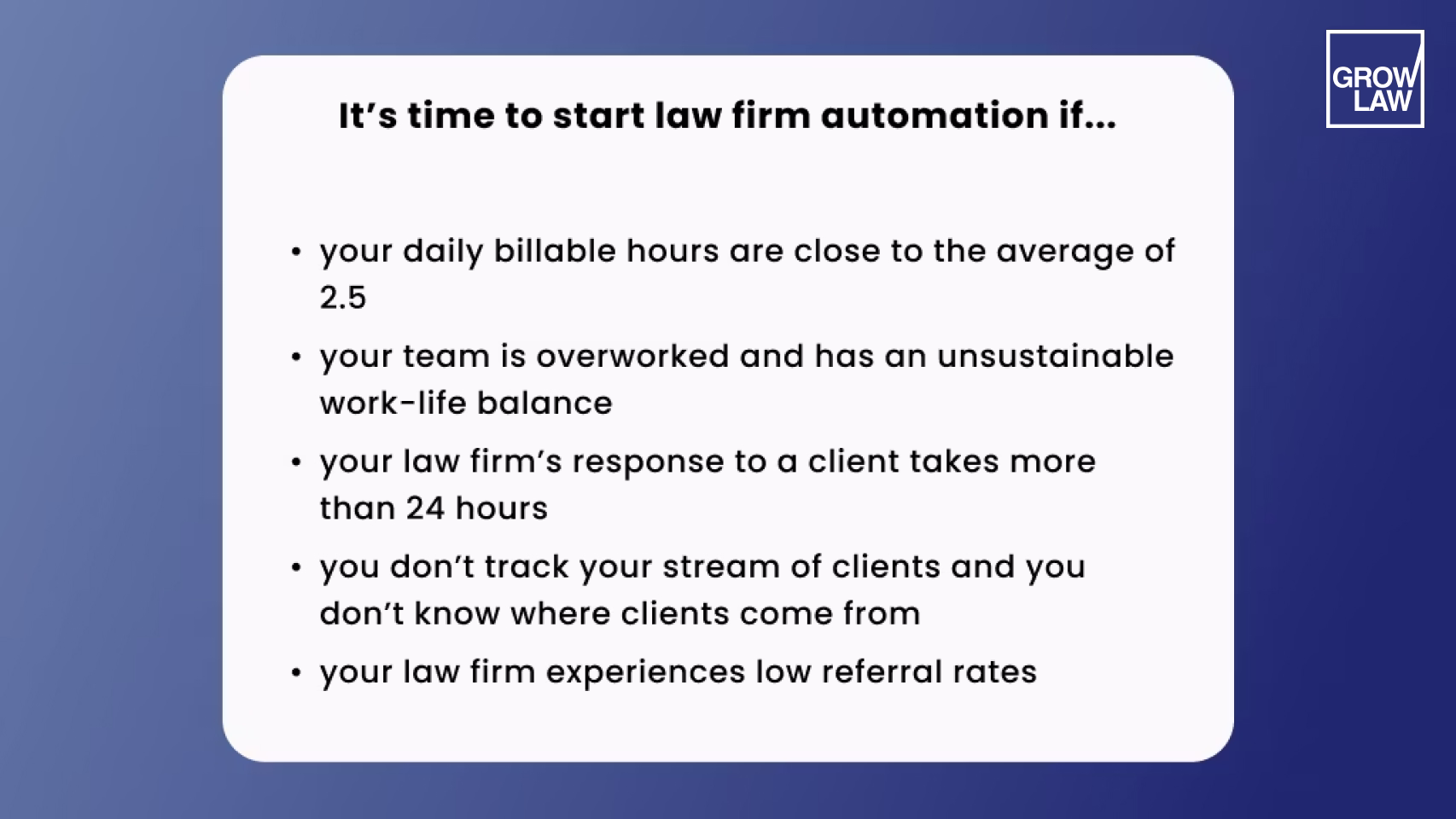 Law Firm Automation symptoms
