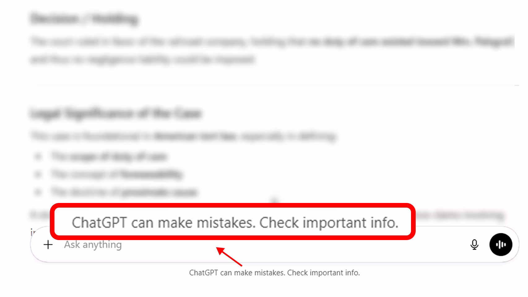 ChatGPT disclaimer