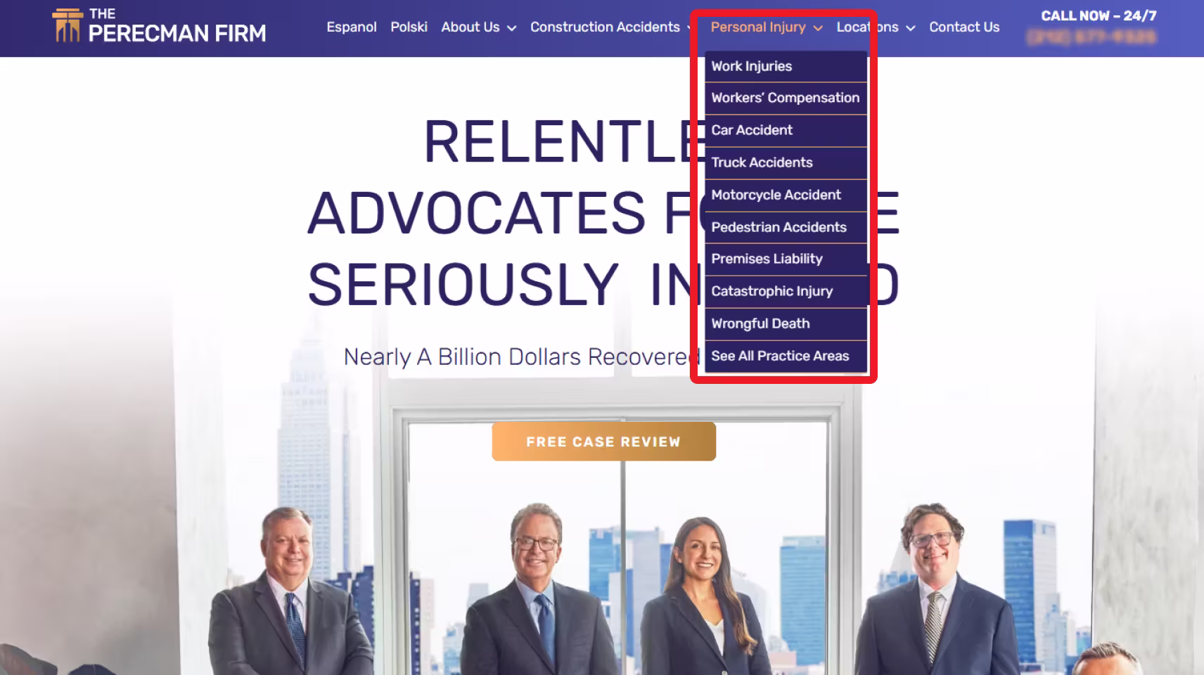 Perecman Personal Injury page