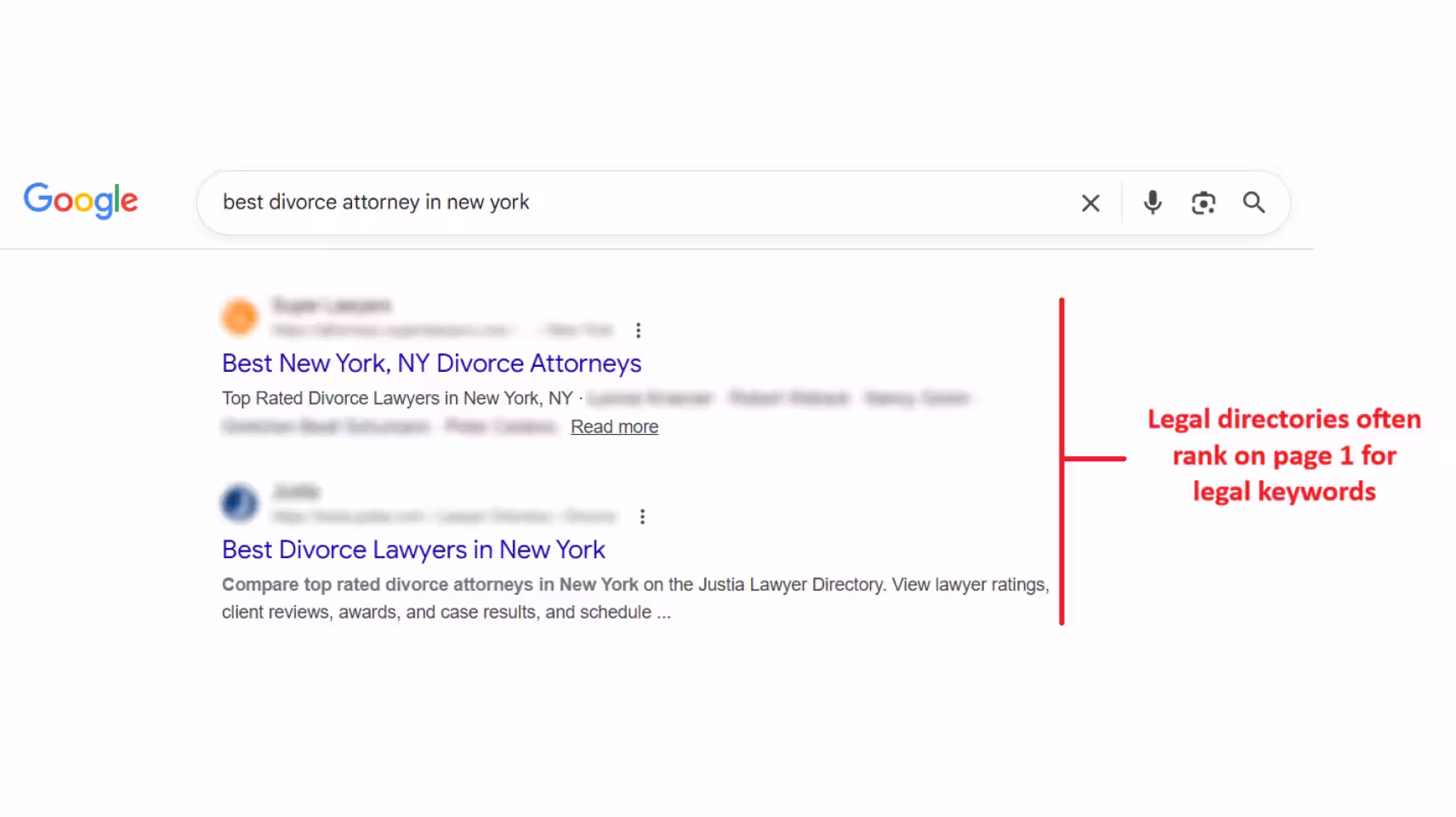 legal directories google results