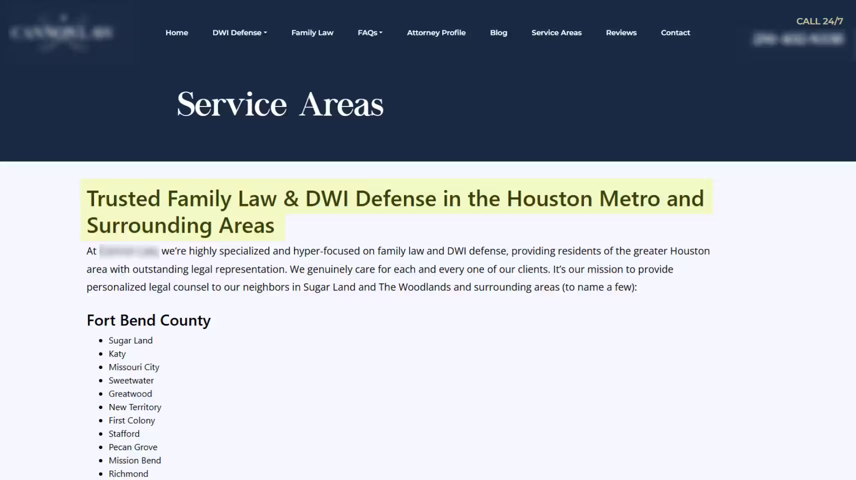 law firm website with clear positioning