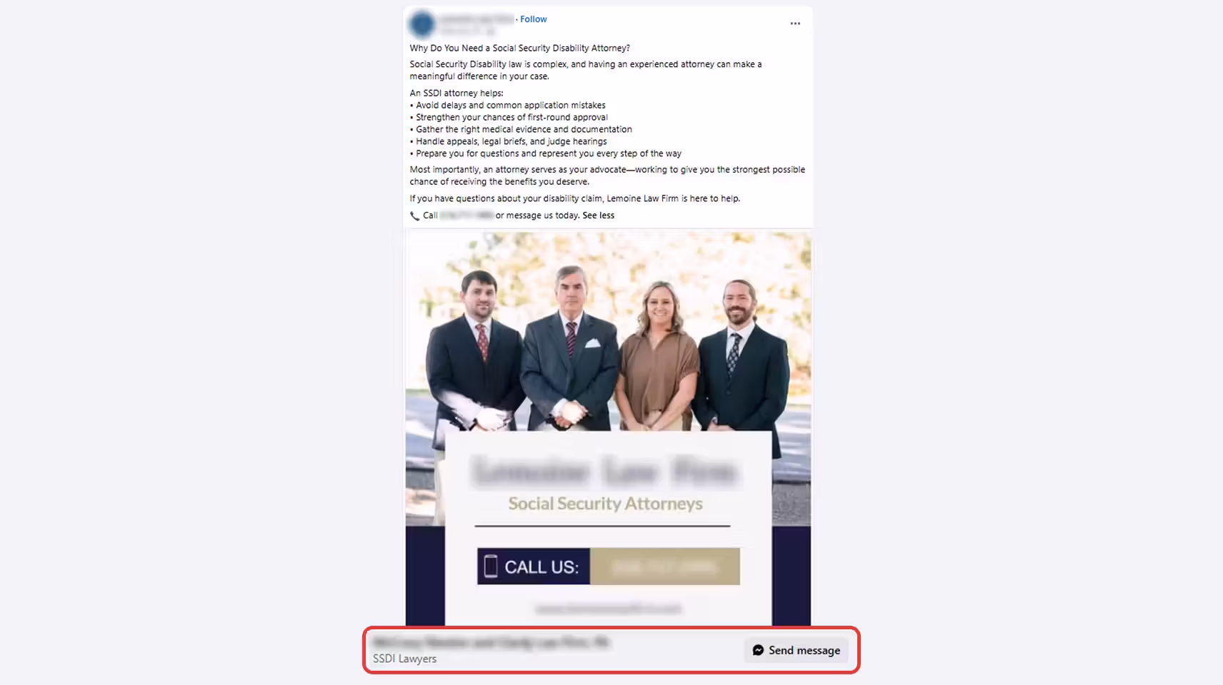 Facebook Ads SSDI Law Firm