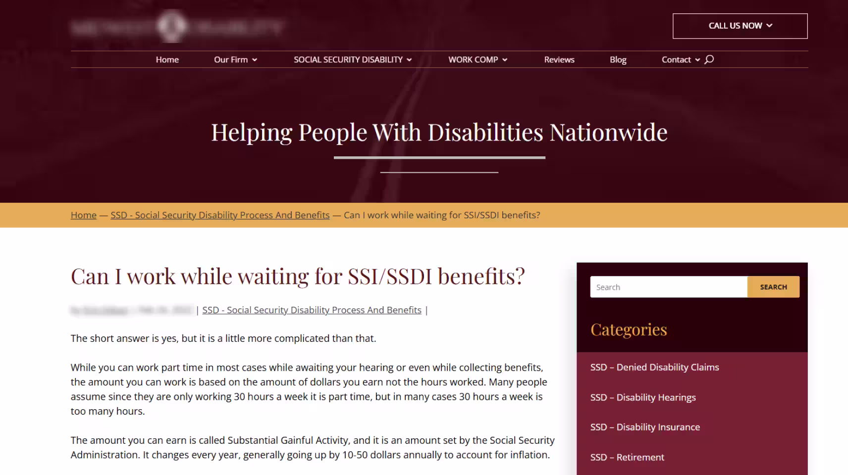 Content marketing SSDI Law Firm