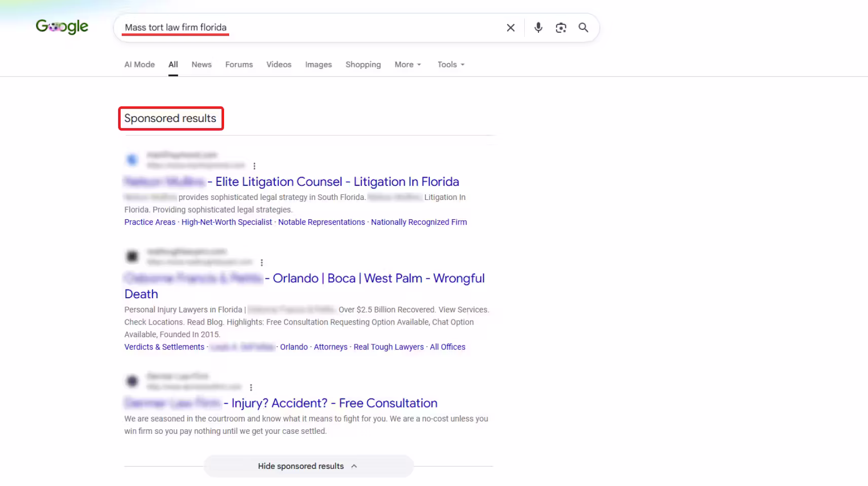 Google Ads Mass Tort