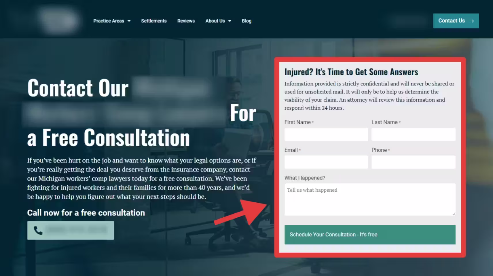 Mass Tort web form