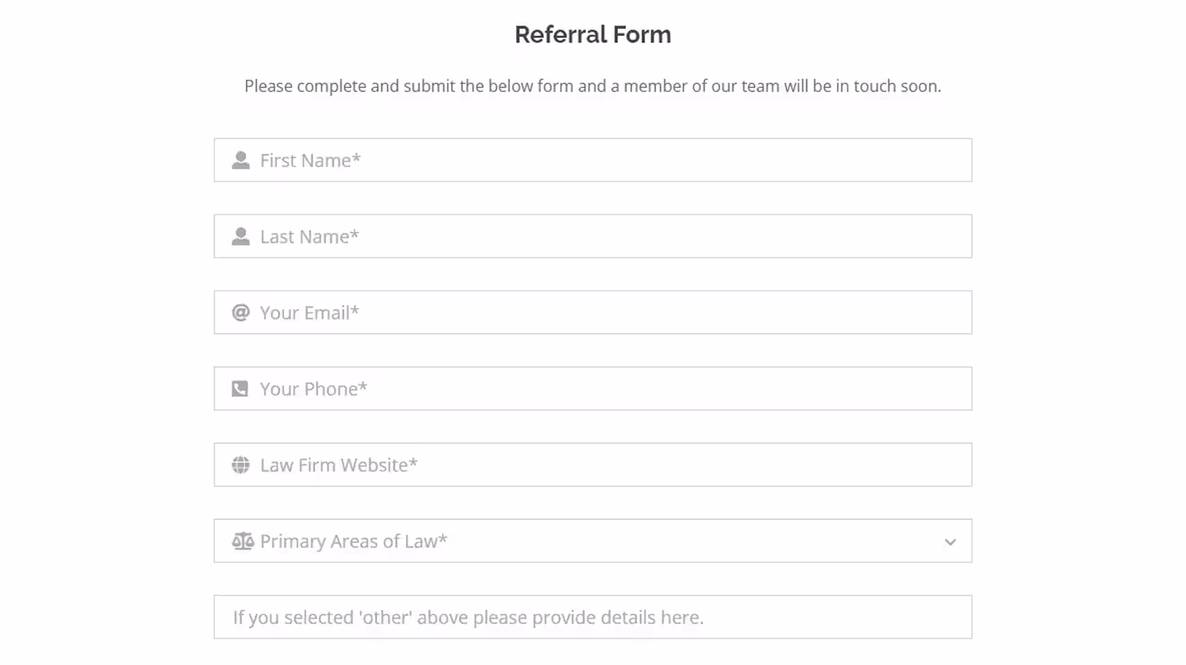Referral form for IP Law Firms