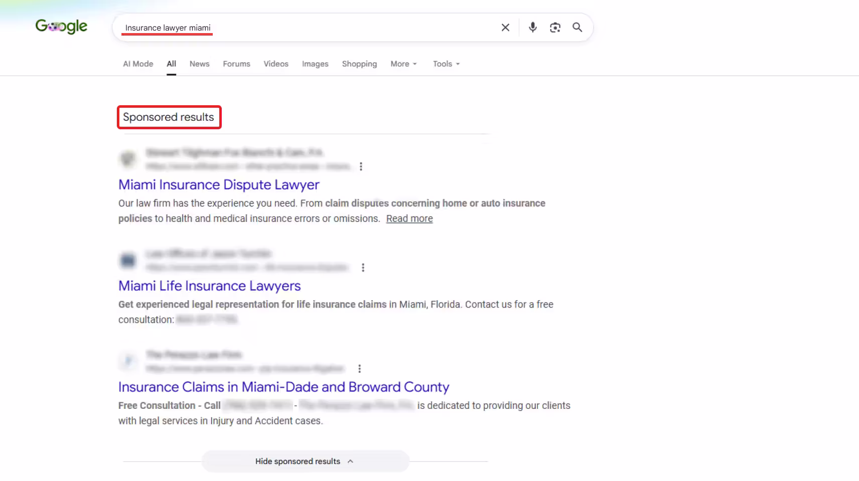 Google Ads Insurance attorney advertising