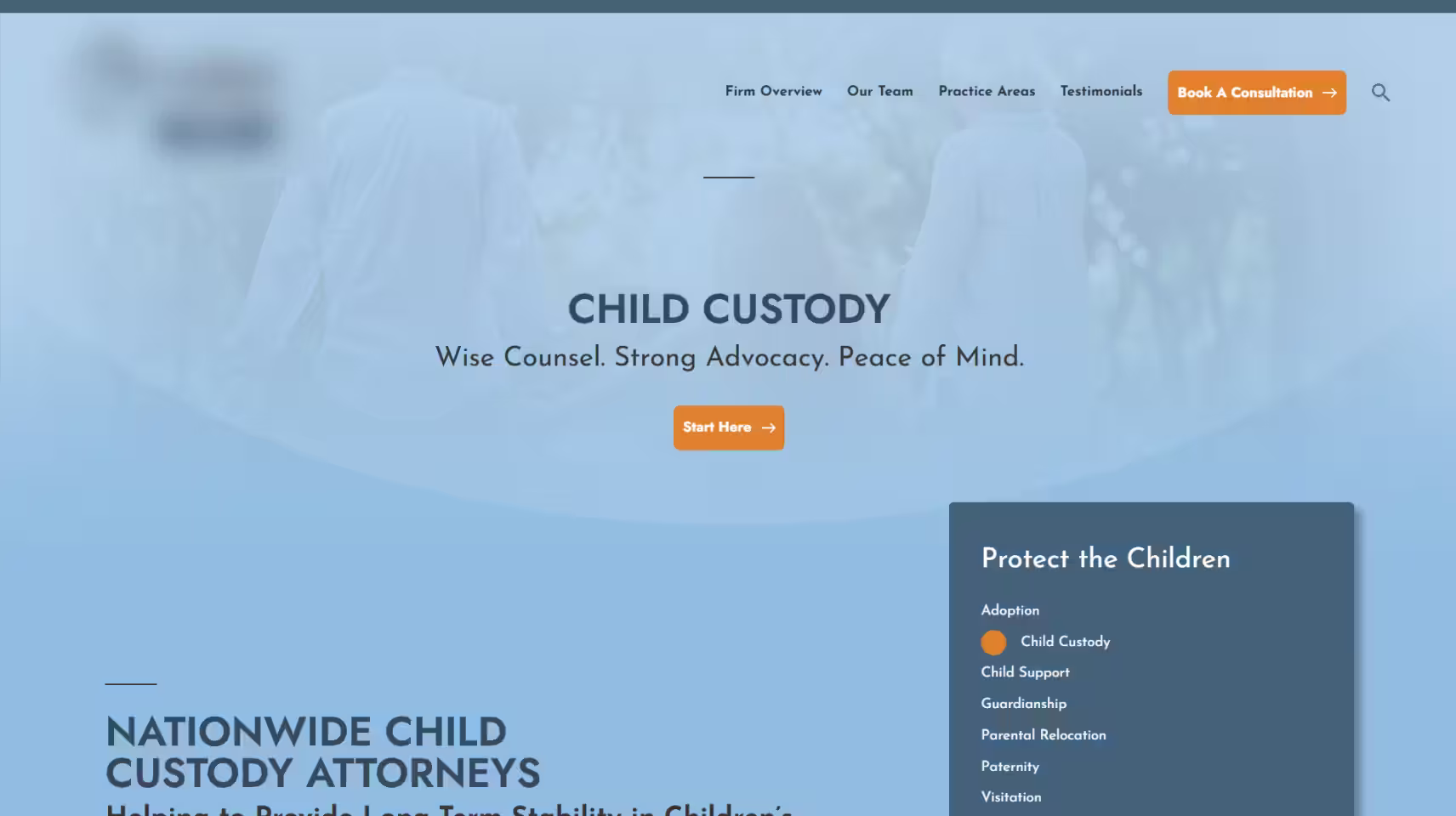 One Page Per Practice Area child custody attorney