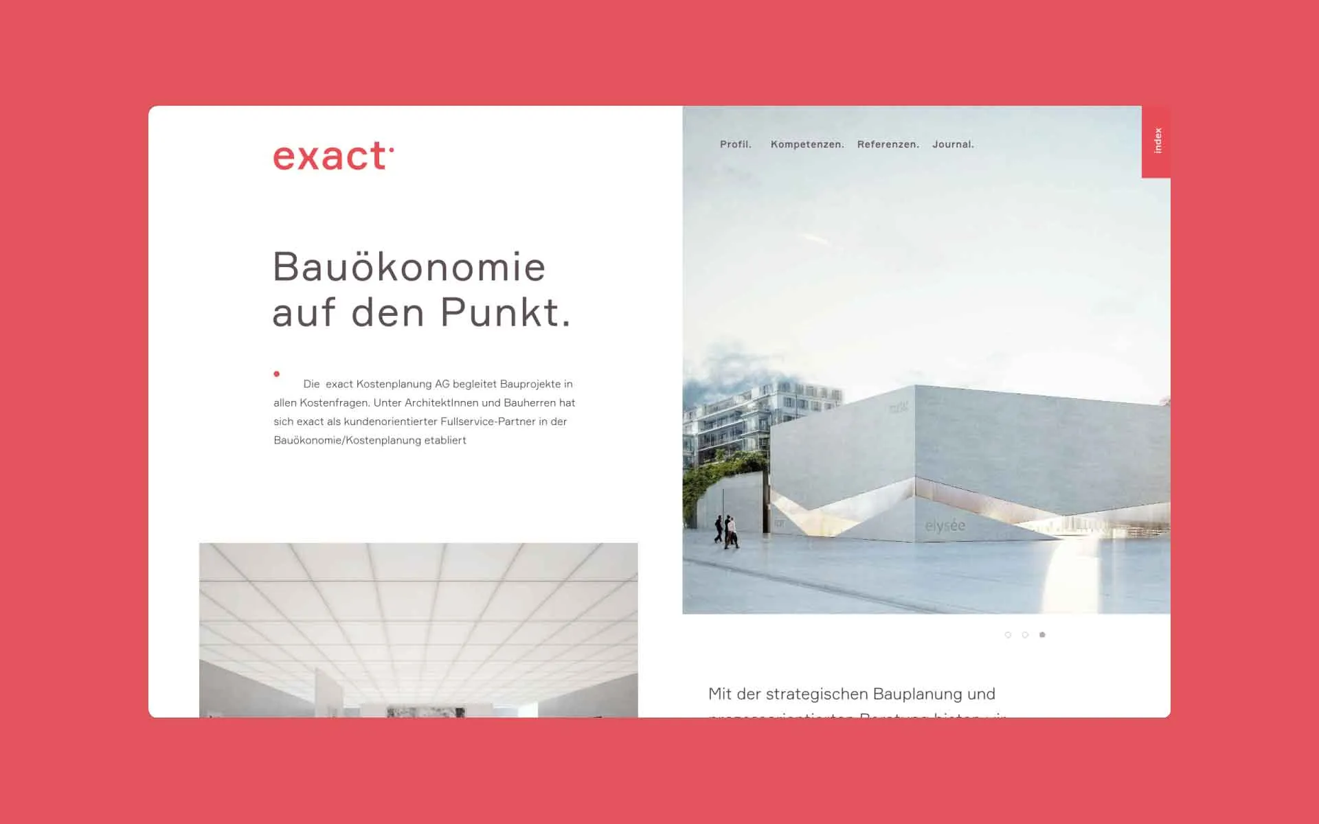 Die Website con exact Konstenplanung visualisiert