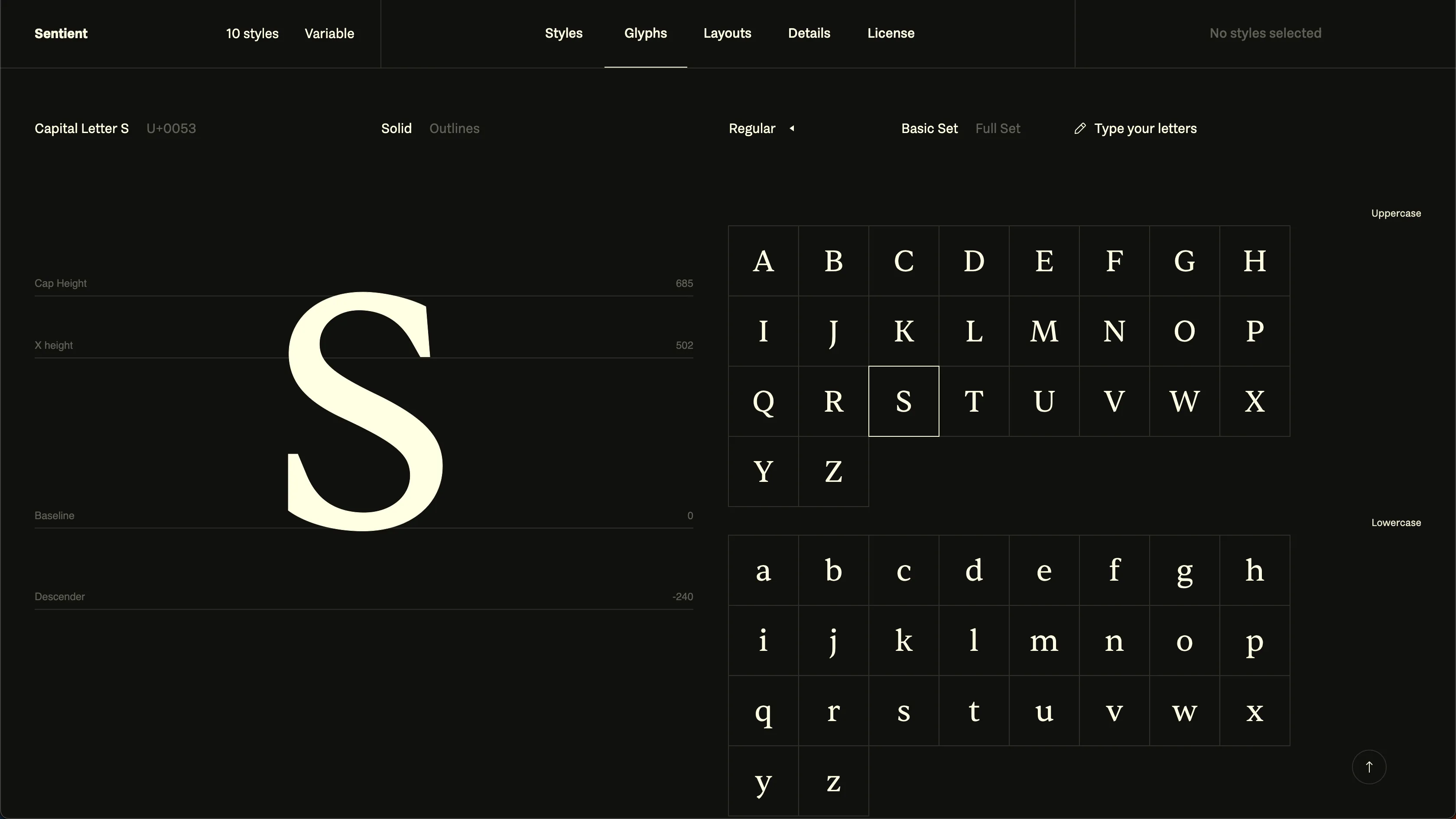 Sentient font screenshot