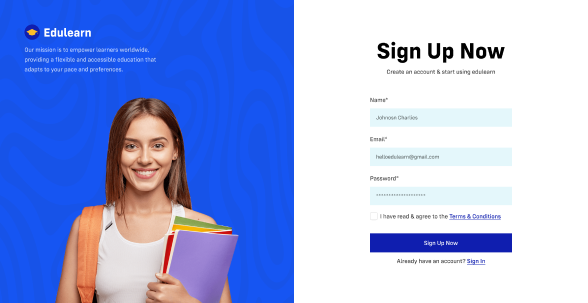 Sign up page image
