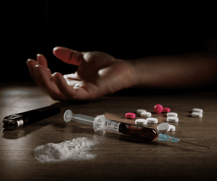 Man's hand after taking the heroin