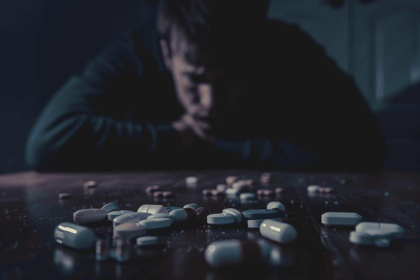 Man looking at the pills