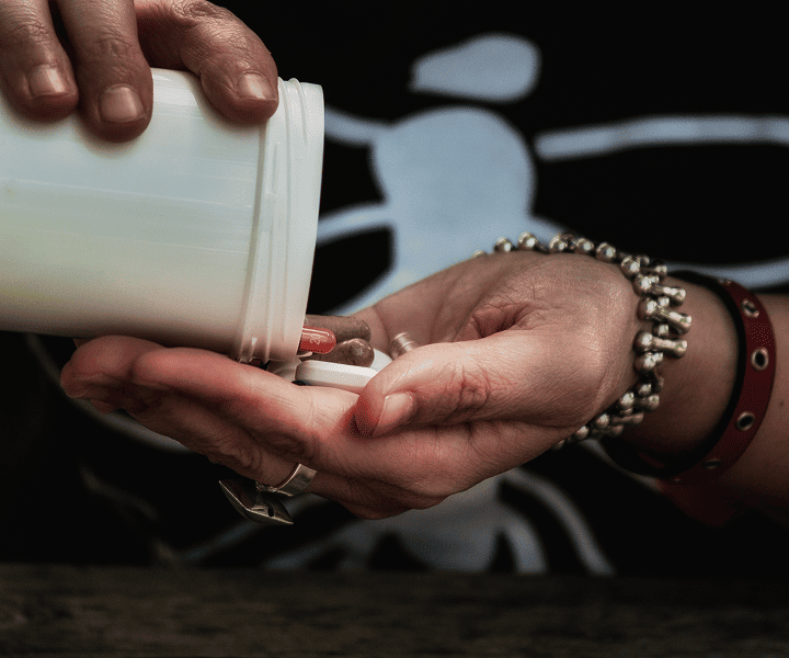 Woman taking stimulants