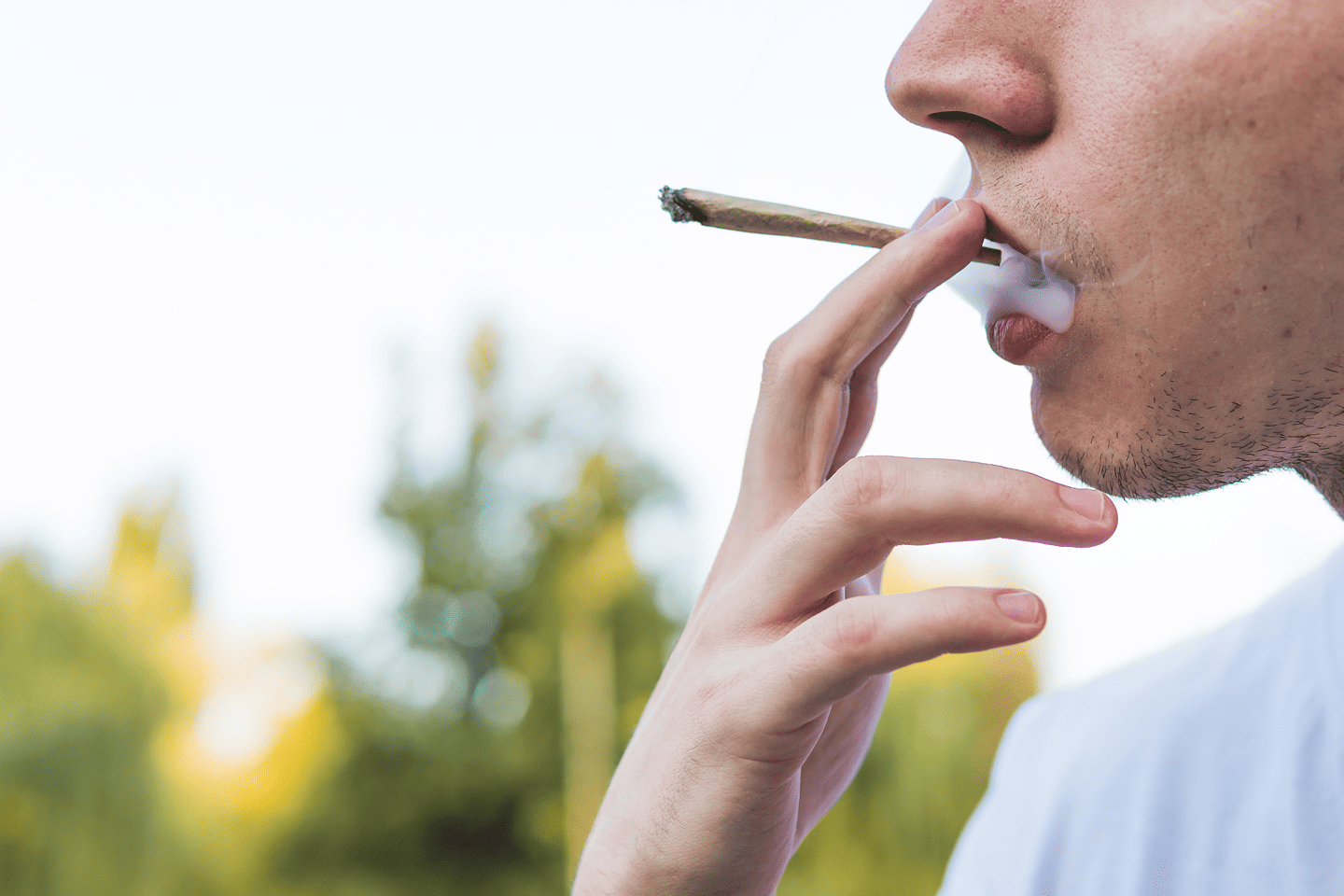 Man smoking cannabis