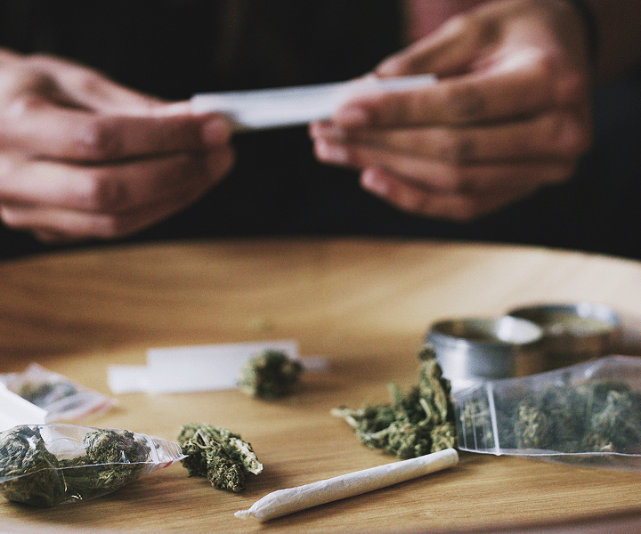 Man preparing cannabis