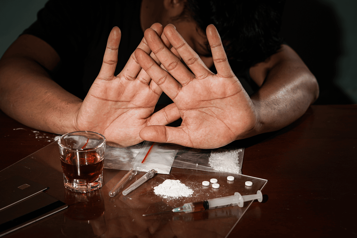 Man rejecting a heroin
