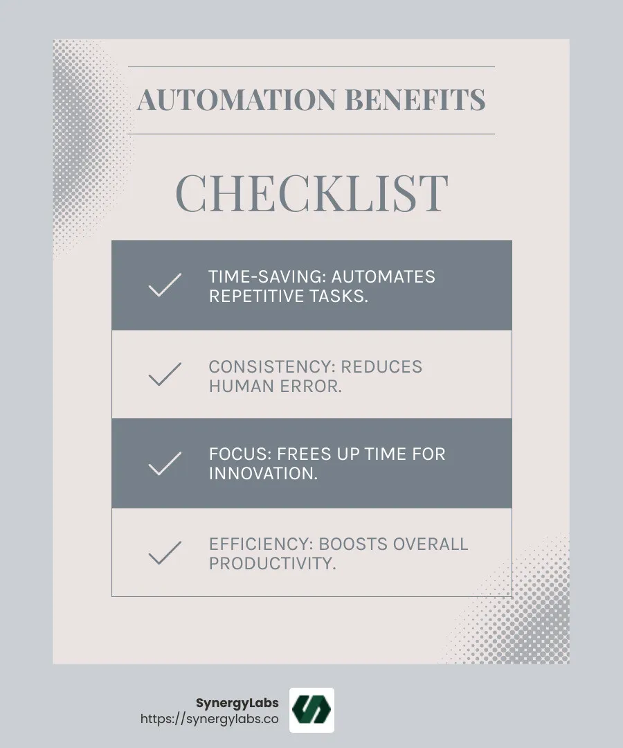 Automation improves efficiency and consistency in app development. - app development team collaboration infographic checklist-light-blue-grey Automation improves efficiency and consistency in app development. - app development team collaboration infographic checklist-light-blue-grey