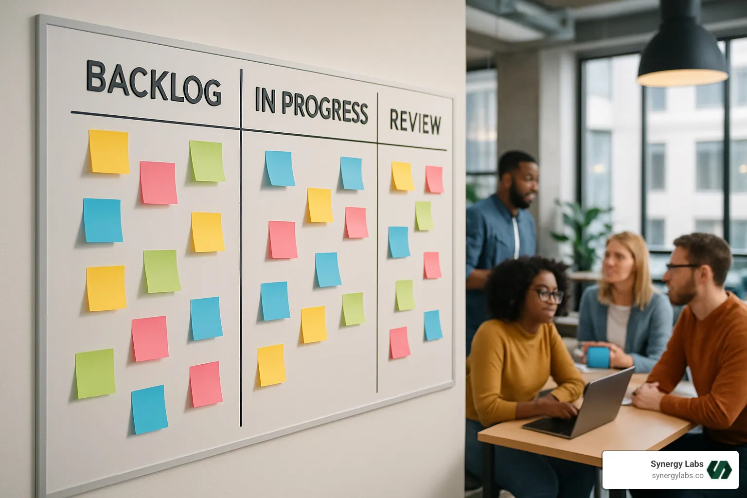 Agile development kanban board showing development workflow - enterprise mobile app development company