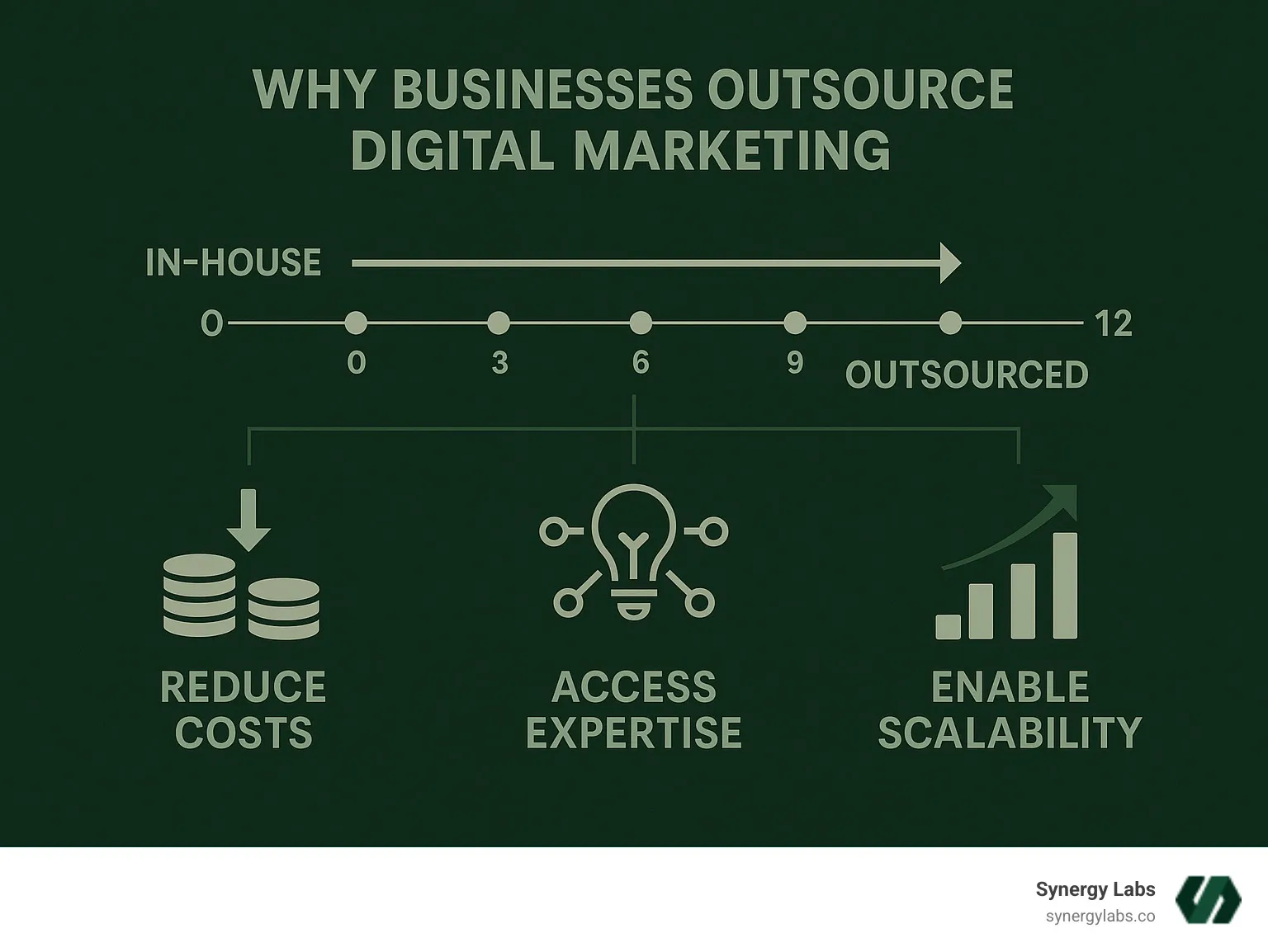 Make the text and elements darker and readable - why businesses outsource digital marketing infographic