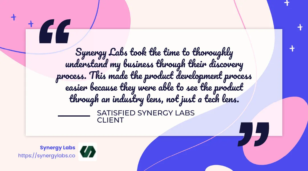 Infographic detailing Synergy Labs' development process from concept to launch - Top 10 App Development Companies In Dallas infographic simple-quote-landscape-colorful