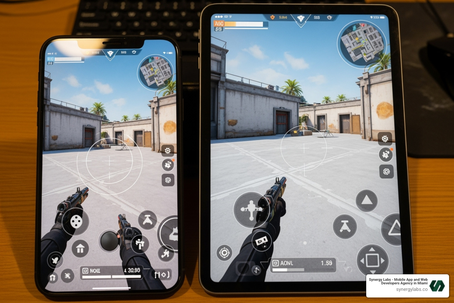 game's UI on an iPhone and an iPad screen - Top Apple Apps Paid